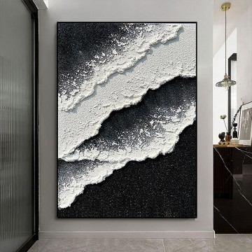 monochrome black white Painting - Black White Beach wave sand 08 wall decor